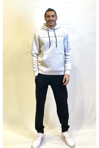 Superlife Мъжки суитшърт с качулка и удобен в калъп полар с 3 нишки Feture Pr...