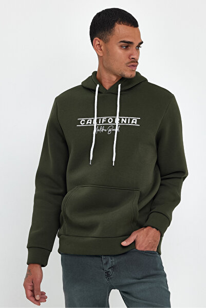 Superlife Süperlife Men's Hooded Comfortable Fit Fleece Inside 3 Thread California Printed Sweatshirt Spr24Sw11