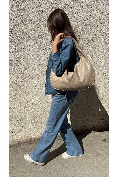 yako Milano Knitted Pattern Women's Shoulder Bag (Width; 51 Cm*Length; 30 cm)