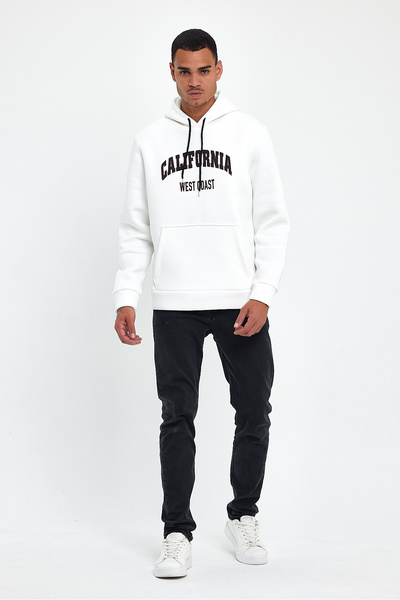 Superlife Ανδρικό μπλουζάκι με κουκούλα άνετο εντός φλις 3 νημάτων Californıa West printed spr24sw08