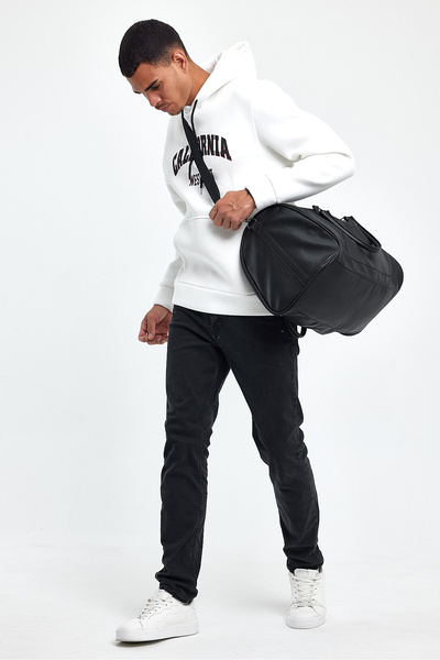 Superlife Ανδρικό μπλουζάκι με κουκούλα άνετο εντός φλις 3 νημάτων Californıa West printed spr24sw08