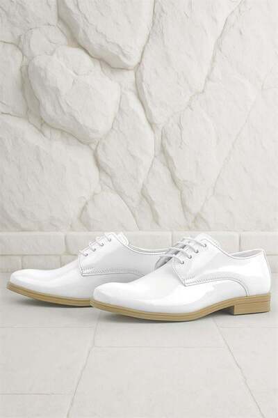 Rakerplus White Patent Leather Laced Oxford Children's Classic Shoes