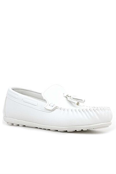 Rakerplus Pantofi mocasin albi pentru băiat