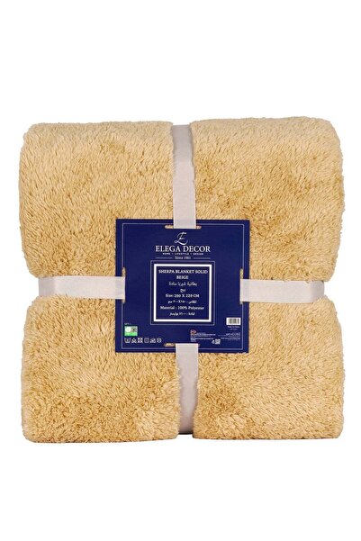 Elega Decor Sherpa Blanket Double (200x220) - Beige | Soft, Cozy Throw Blanket, Machine Washable