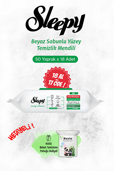 Sleepy 50' li Beyaz Sabunlu Yüzey Havlusu 18 AL 17 Öde Rosie Hediyeli