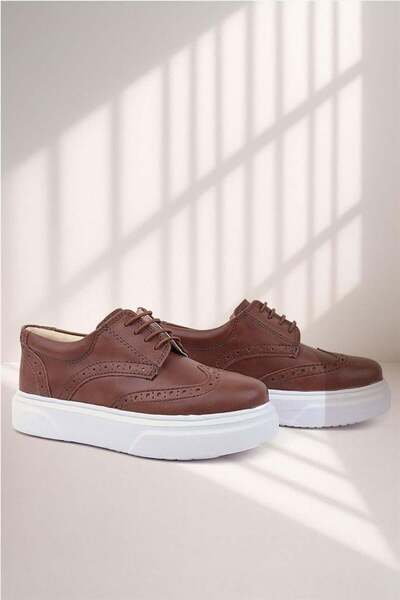 Rakerplus Детски класически обувки Oxford с кафява и бяла подметка