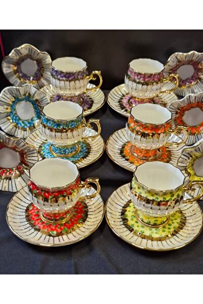 BY.RAYKA PORSELEN El Dekor ARNİ.P PORSELEN EL DEKOR BOYAMA FİNCAN TAKIMI VE LOKUMLUK