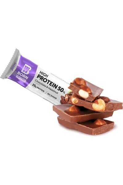 Born Winner بورن وينر بروتين بار سلم بالشوكولاته والبندق 50gx12 BW Slim Chocolate Hazelnut Protein Bar