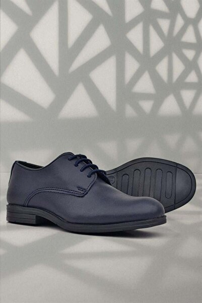 Rakerplus Navy Blue Matte Lace-Up Oxford Children's School Shoes