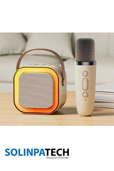 SolinpaTech Çift Karaoke Mikrofonlu Kablosuz Bluetooth RGB Işıklı 5 Ses Efektli Stereo Ses Usb/Sd Hoparlör