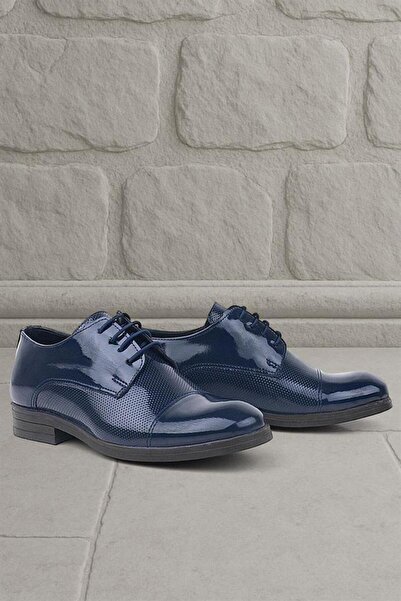 Rakerplus Pantofi clasici pentru copii Oxford din piele lacuita albastru bleu...