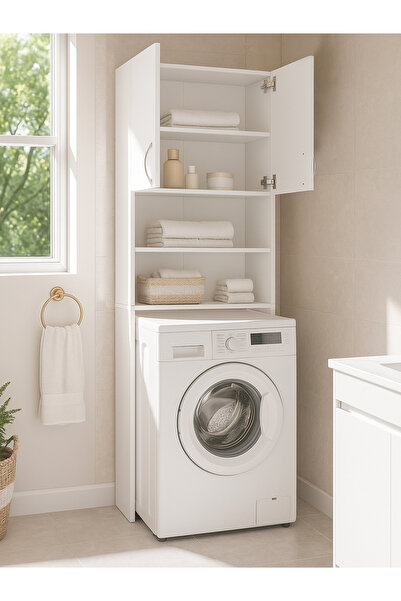 dorpek Banos Çok amaçlı Banyo Dolabı Çamaşır Makinesi Dolabı Beyaz