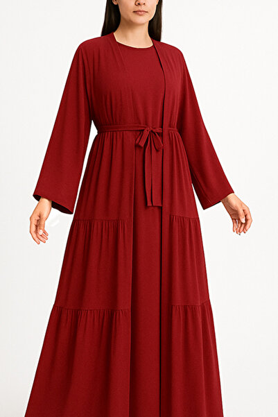 dorbe modest & stylish elegant tiered maxi two piece full length abaya dress for women