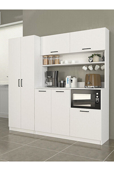 dorpek Tuco 3 Kapakli Mutfak Dolabı & Tuco 2 Kapaklı 5 Rafli Çok Amaçlı Dolap Kahve Köşesi Beyaz