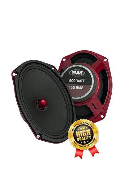 electroplus1952 Boschmann Navigo 900 W 150 RMS Oval Midrange Metalik Kırmızı Kasa Mermi Göbek Premium Seri Takım