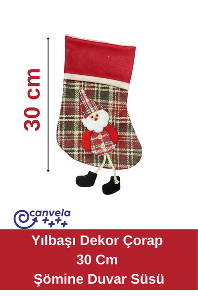 CANVELA Yılbaşı Dekor Çorap Şömine Duvar Süsü Christmas Çam Ağacı Süsü Noel Baba Kardan Adam Asma Dekor Süs