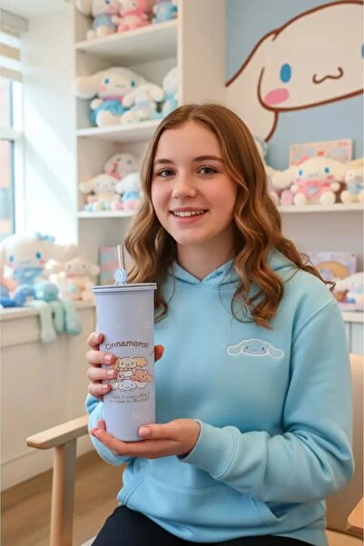 Miniso Sanrio Lisanslı Pipetli Paslanmaz Çelik Matara 800mL (Cinnammoroll)