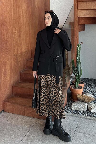 lamelif Black Blazer Jacket - Belted