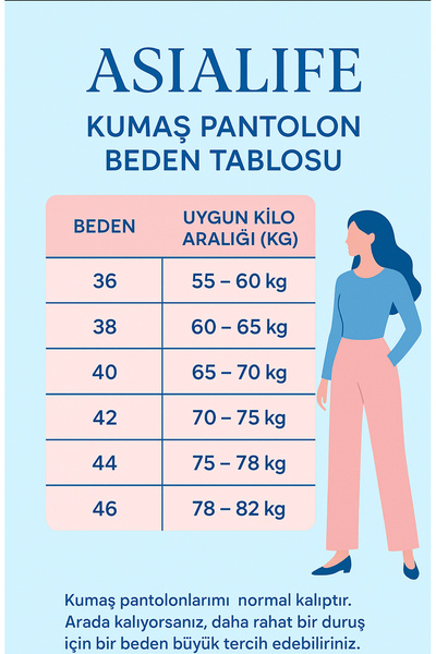 Asia Women's Pleated Dabıl Fabric Loose Leg Pants