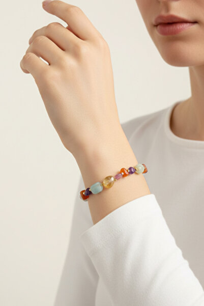 Tupek Store سوار بتصميم أنيق من الحجر الطبيعي من Vega - الزبرجد، السترين، الك...