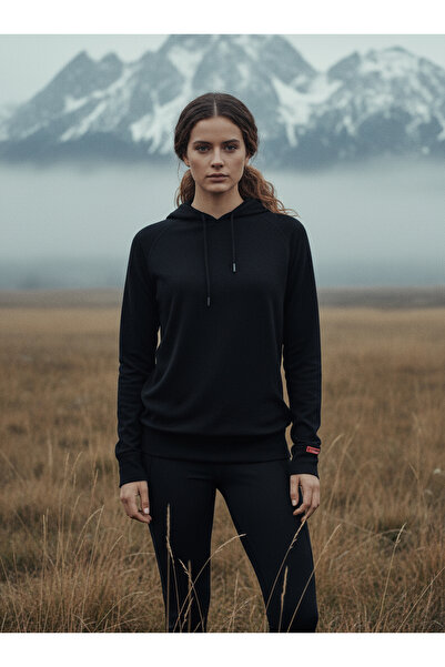 Blackspade Kadın Termal Kapşonlu Sweatshirt 2. Seviye 5938 - Siyah