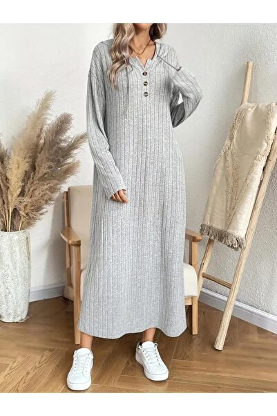 modamtn Rochie lungă pentru femei, cu mânecă lungă, cu glugă, cu șireturi