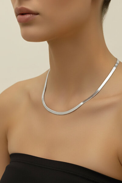 Tupek Store قلادة سلسلة فولاذية إيطالية - فضية