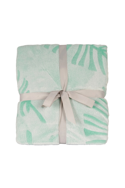 Elega Decor Jacquard Flannel Blanket – Single (150x200 cm) | Knitted Leaf Embossed | Soft & Cozy Light Green|