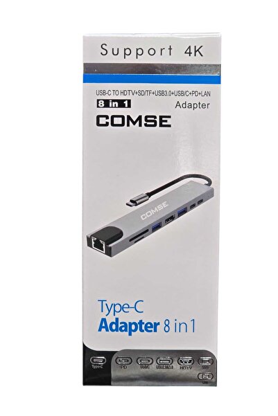 comse Macbook Pro Air Uyumlu Usb Type-c Hub Dönüştürücü Çevirici Çoklayıcı Usb Hdmı Micro Sd 8 Girişli