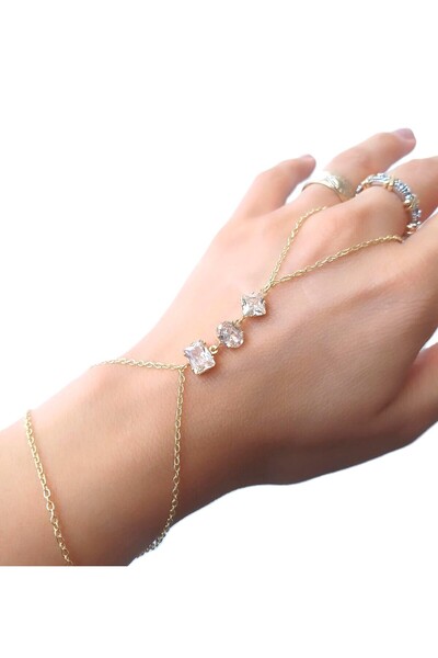 BEBİ BİJUTERİ Zirkon taşlı şahmeran bileklik 14 k altın kaplama