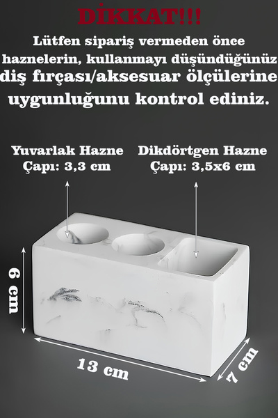 betonmall Modern Beton Diş Fırçalık | Elektrikli Fırça ve Macun Standı Banyo Organizeri