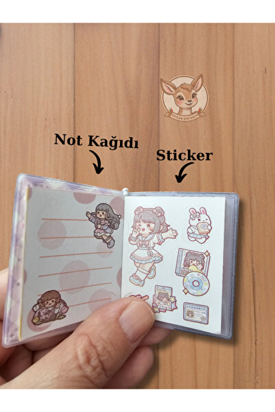 Çınar Water Glitter Kawaii Girl Themed 4.5 cm X 5.5 cm Mini Notebook (Single)
