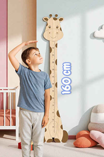 Demo Tasarım Zürafa Boy Cetveli Çocuk Odası Ahşap Duvar Dekoru Boy Ölçer