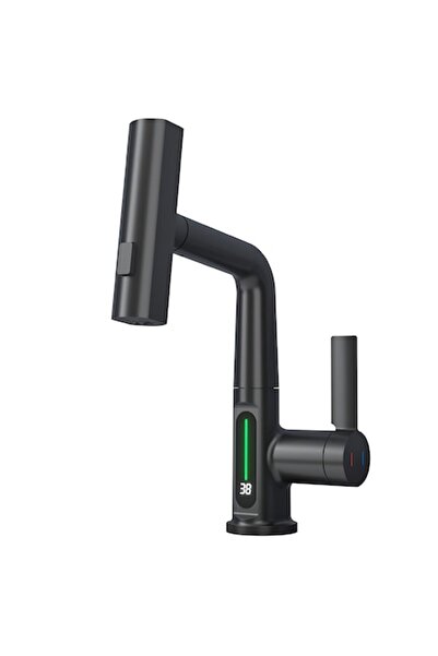 OEM Robinet cu design unic, cu afișaj LED pentru temperatură, finisaj negru mat - Model KNF807B