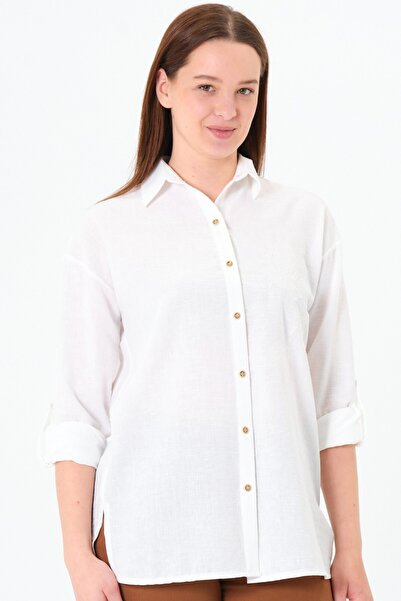 Sortie Collection Cămașă pentru femei, culoare ecru, Damla cu fantă Fakir, cu...