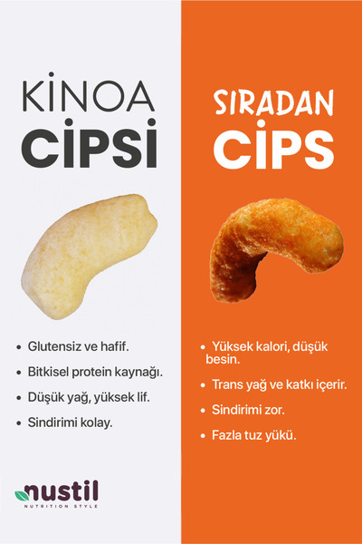 NUSTİL Sarımsaklı & Soğanlı Glutensiz Kinoa Cipsi 35g X3