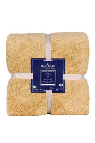 Elega Decor Sherpa Blanket Double (150x200cm) - Beige | Soft, Cozy Throw Blanket, Machine Washable
