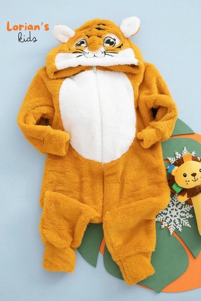 LORIAN'S Welsoft Kaplan Yumuşak Peluş Fermuarlı Bebek Tulumu - 6 Yaş