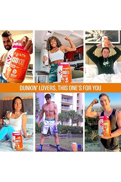 Dymatize ISO 100 Hydrolyzed whey protein isolate, Dunkin Cappuccino, 1.36 LB