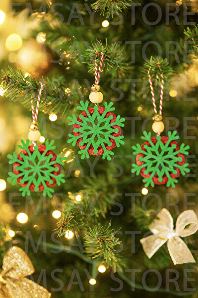 Emsay Store Ornament pentru copac de Crăciun, realizat manual, cu fulgi de ză...