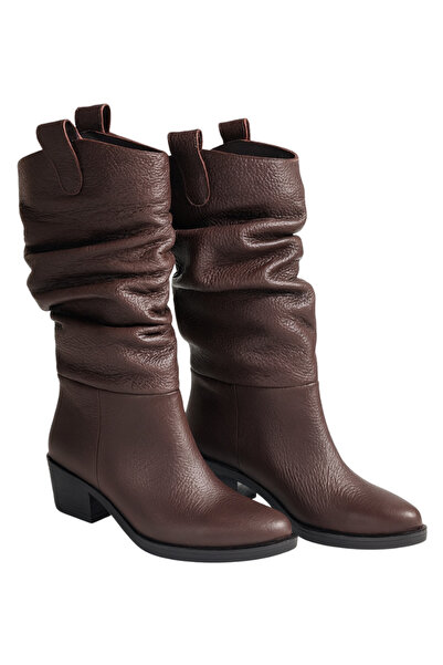 Giydim Gidiyor Battu Hakiki Deri Çizme Kahverengi