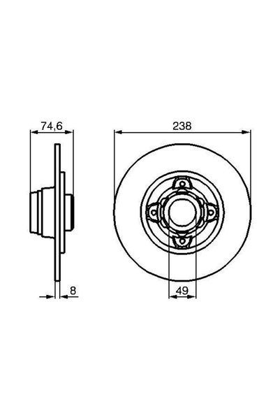 Bosch Fren diski; Arka Takım (2 Adet) RENAULT 19 1.9 Dizel 6/1990 - 12/2001 47 kW X53 F8Q 742