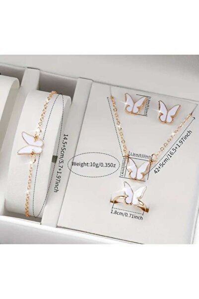 Beyna Rose Gold Plated Butterfly Necklace Earrings Bracelet Ring Watch Gift Set Gift for Lover Gift for Mother