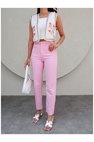 ESRAHELVACI Pink Cut-Off Leg Original Jeans