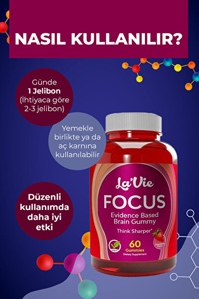 La Vie Focus Magnezyum Sitikolin Ve Multivitamin Içeren Zeka Ve Beyin Gelişimi Için Multivitamin Gummy