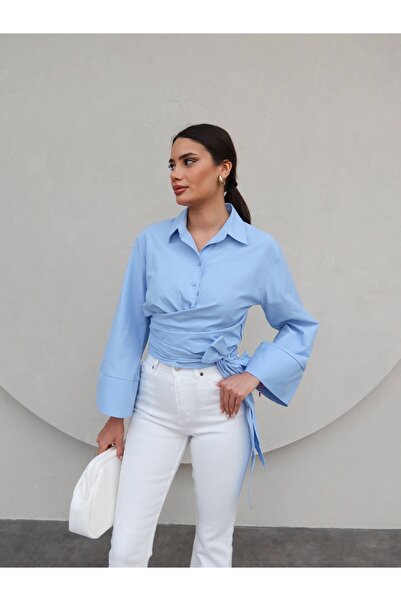 ESRAHELVACI Λευκό τζιν παντελόνι με φουσκωτό πόδι