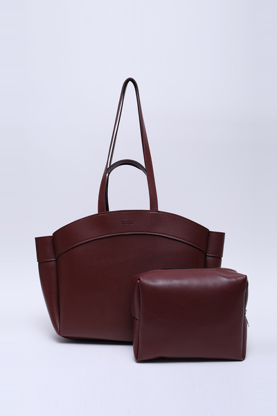 SHAKA Bordo Shk163 Çift Askılı , Makyaj Çantalı, Çıtçıtlı Büyük Boy El, Kol v...