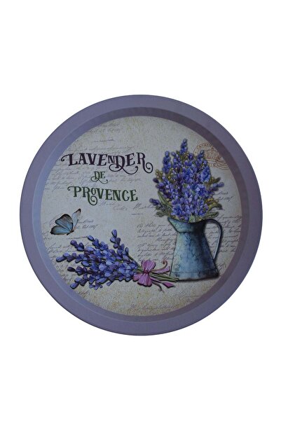 PUFO Round metal plate type tray Pufo Lavender de Provence for serving dessert, cakes, appetizers, 33 cm