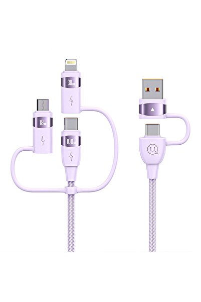 Timebox Cablu de date și încărcare rapidă Usams 5 în 1 QC 3.0 100W USB Tip-C ...