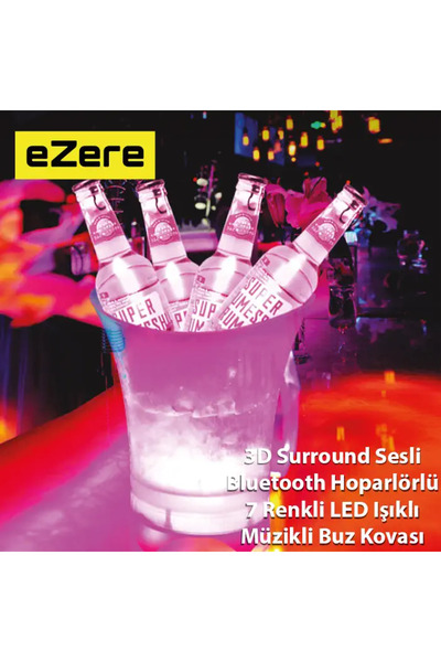 EZERE Hoparlör Buz kovası, 5l Bluetooth Hoparlör Ile Renkli Buz kovası Led